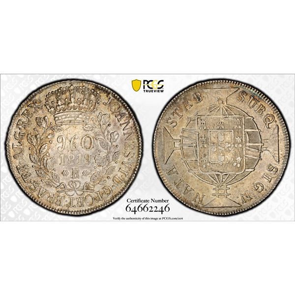 BRAZIL: João VI, 1818-1822, AR 960 reis, 1819-R, PCGS AU53