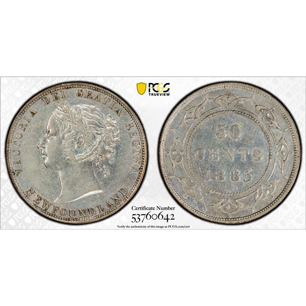 CANADA: NEWFOUNDLAND: Victoria, 1837-1901, AR 50 cents, 1885, PCGS XF details