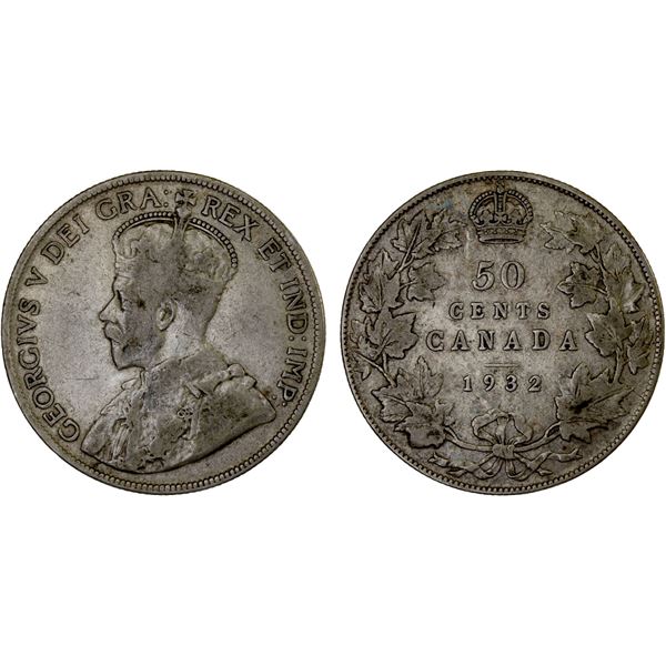 CANADA: George V, 1910-1936, AR 50 cents, 1932, VG