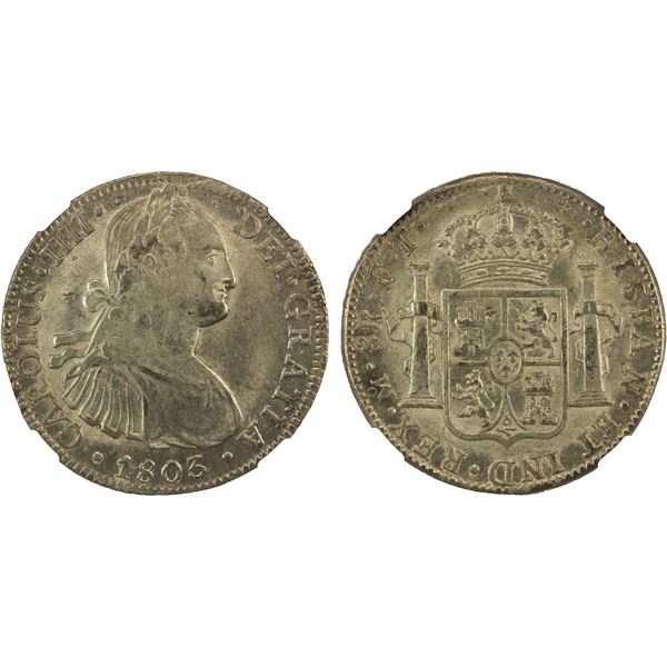 MEXICO: Carlos IV, 1788-1808, AR 8 reales, 1803-Mo, NGC UNC details