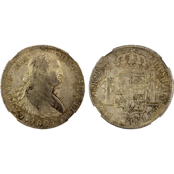 MEXICO: Carlos IV, 1788-1808, AR 8 reales, 1807-Mo, NGC AU55