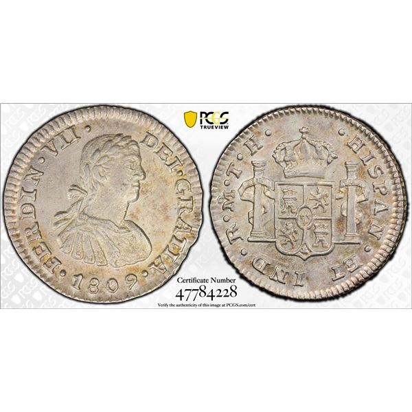 MEXICO: Fernando VII, 1808-1821, AR 1/2 real, 1809-Mo, PCGS AU58