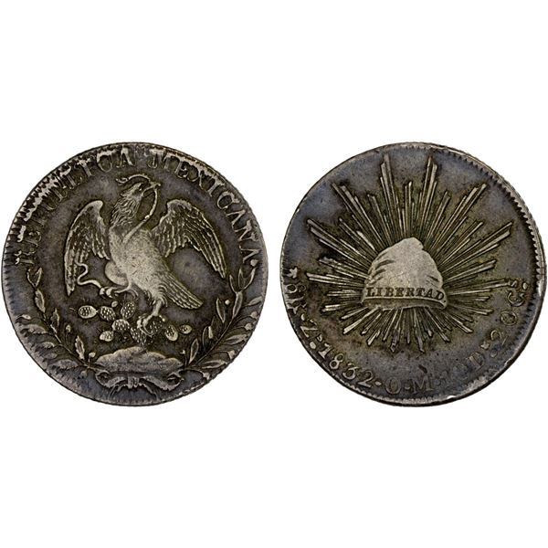 MEXICO: Republic, AR 8 reales (26.91g), 1832-Zs, XF