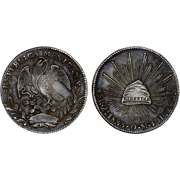 MEXICO: Republic, AR 8 reales (27.50g), 1833-Zs, XF
