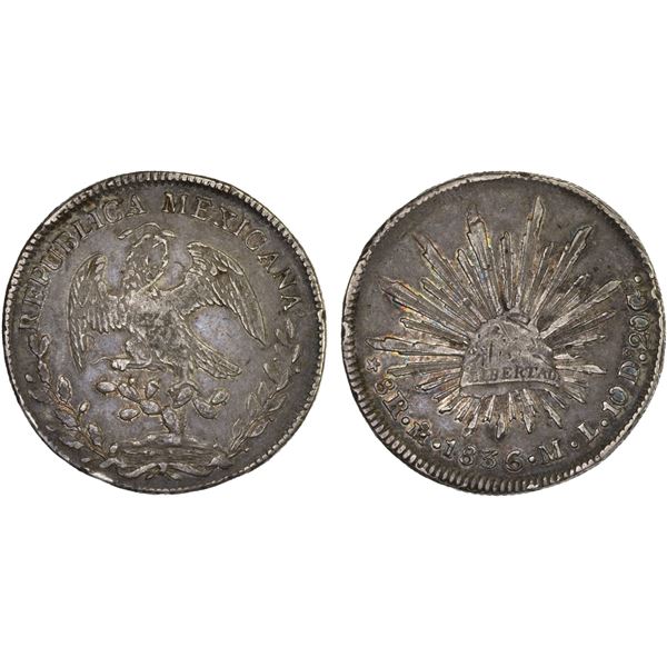 MEXICO: Republic, AR 8 reales (26.95g), 1836-Mo, Choice VF