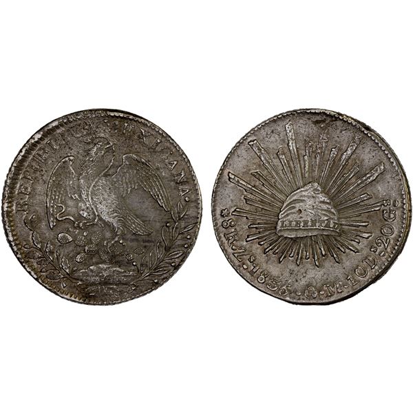 MEXICO: Republic, AR 8 reales (27.40g), 1836/5-Zs, VF
