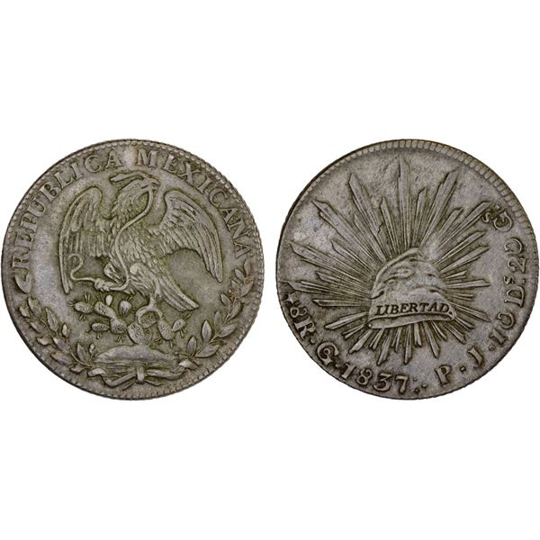 MEXICO: Republic, AR 8 reales (27.07g), 1837-Go, XF