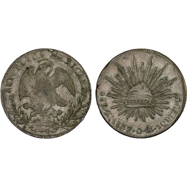 MEXICO: Republic, AR 8 reales (27.77g), 1837-Zs, VF-XF
