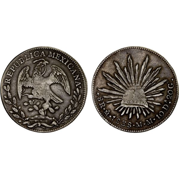 MEXICO: Republic, AR 8 reales (26.72g), 1838-Mo, VF