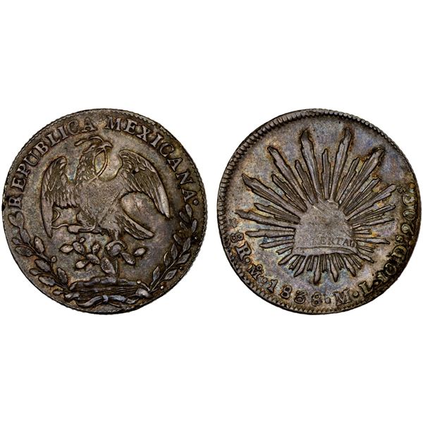 MEXICO: Republic, AR 8 reales (26.82g), 1838-Mo, VF-XF