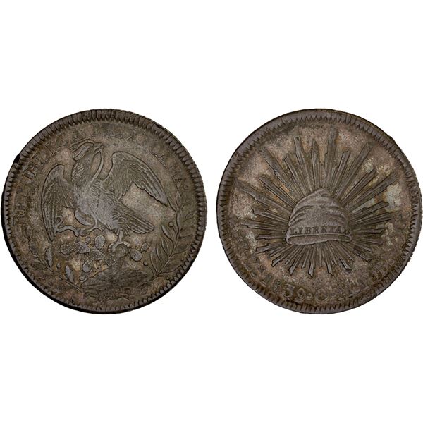 MEXICO: Republic, AR 8 reales (27.76g), 1839-Zs, XF