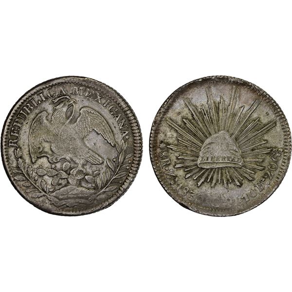 MEXICO: Republic, AR 8 reales (26.49g), 1839-Zs, XF