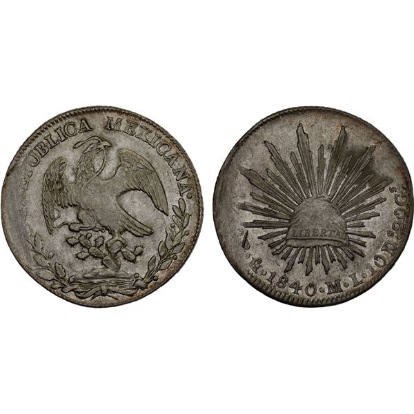 MEXICO: Republic, AR 8 reales (26.93g), 1840-Mo, Choice XF
