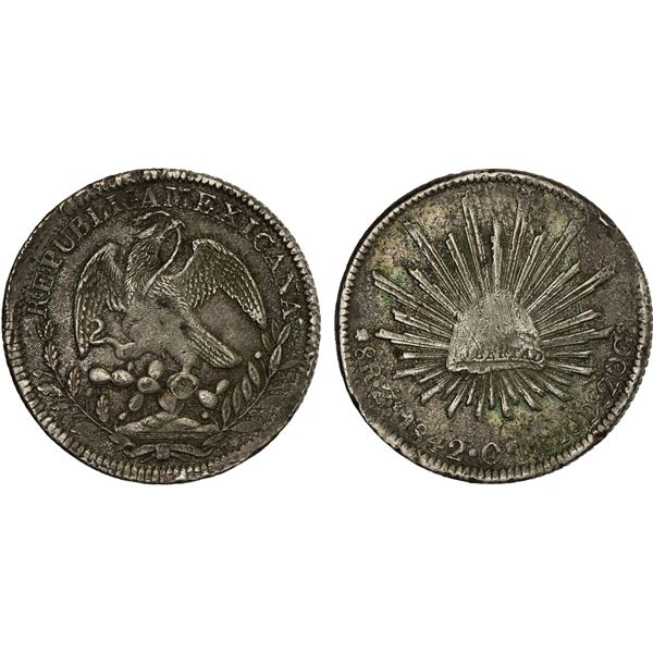 MEXICO: Republic, AR 8 reales (26.87g), Zacatecas, 1842-Zs, Crude XF