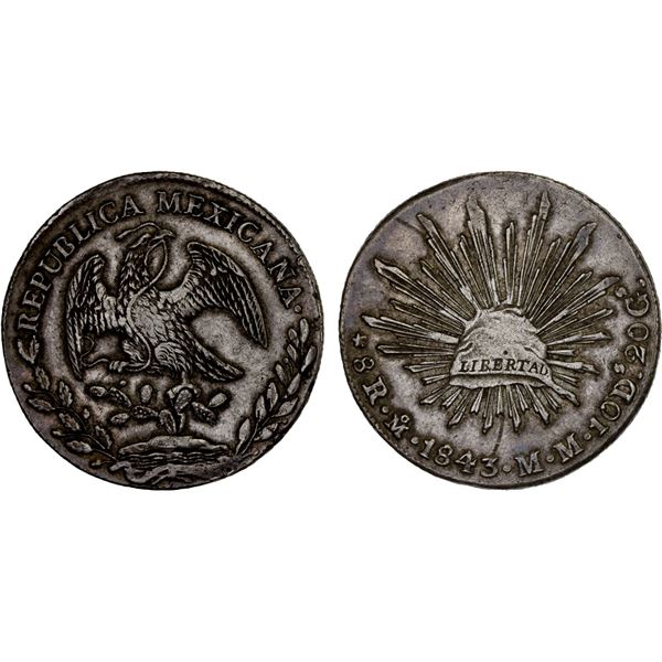 MEXICO: Republic, AR 8 reales (26.95g), 1843-Mo, VF