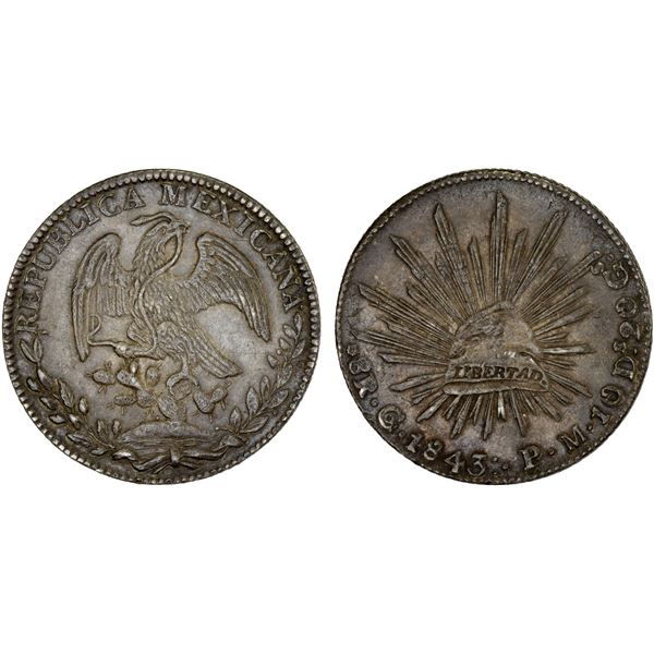 MEXICO: Republic, AR 8 reales (27.11g), 1843-Go, XF-AU