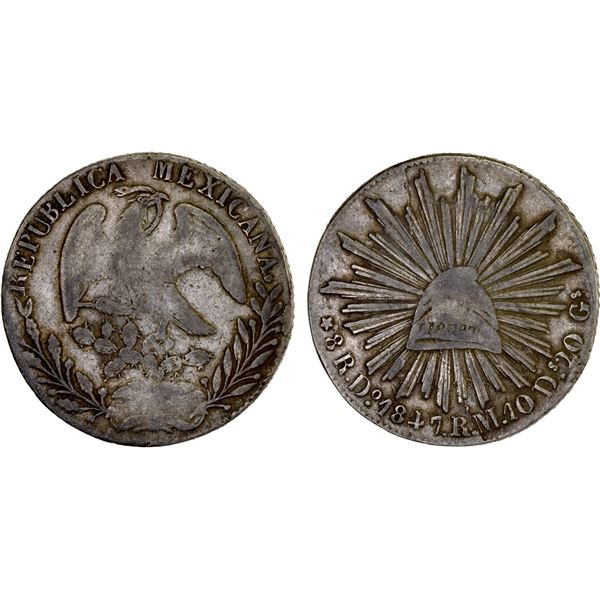 MEXICO: Republic, AR 8 reales (26.90g), 1847-Do, F-VF
