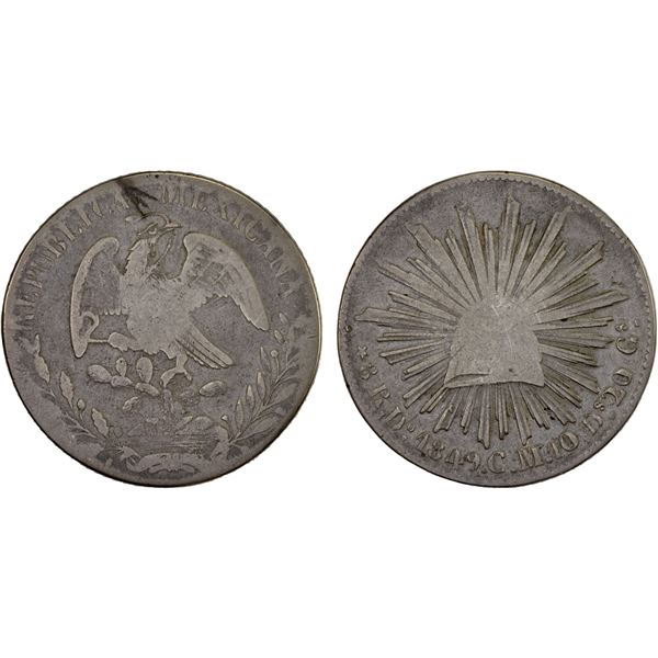MEXICO: Republic, AR 8 reales (25.28g), 1849-Do, VG-F