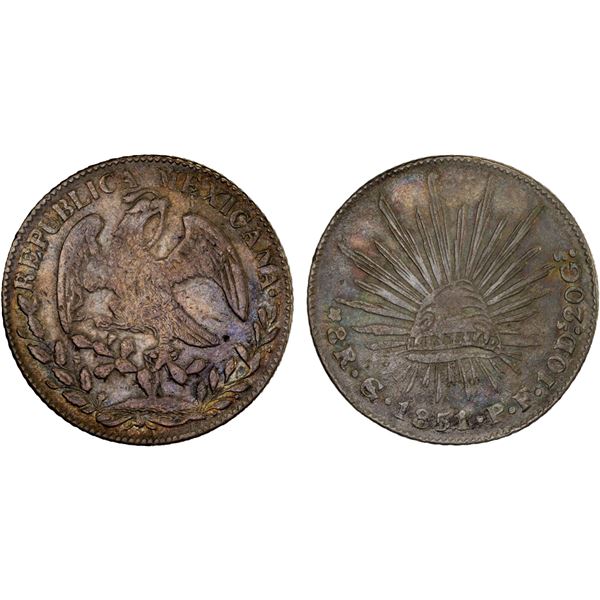 MEXICO: Republic, AR 8 reales (27.11g), 1851/0-Go, VF