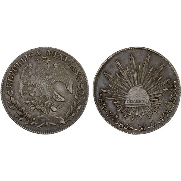 MEXICO: Republic, AR 8 reales (26.83g), 1859/8-Zs, VF-XF