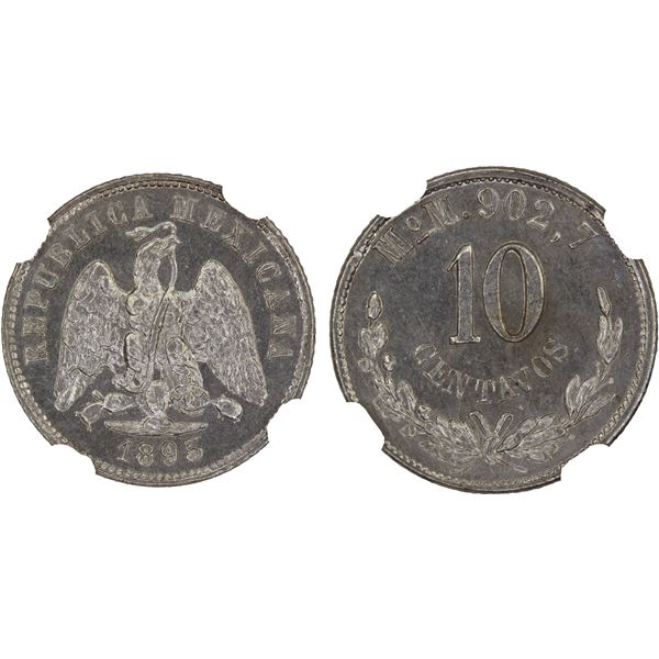 MEXICO: Republic, AR 10 centavos, 1895-Mo, NGC MS64