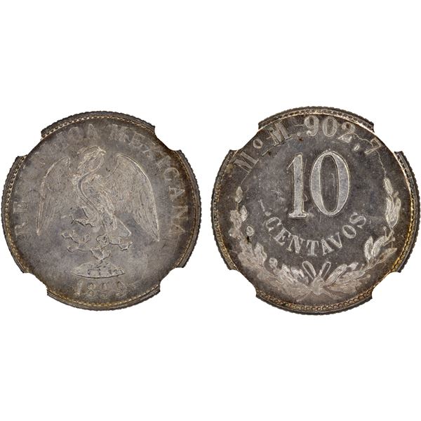 MEXICO: Republic, AR 10 centavos, 1899-Mo, NGC MS65
