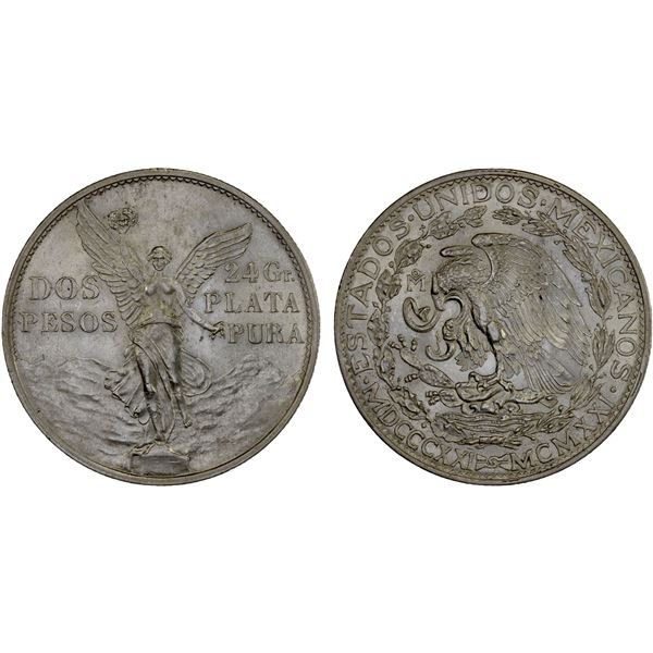 MEXICO: Estados Unidos, AR 2 pesos, 1921-Mo, AU