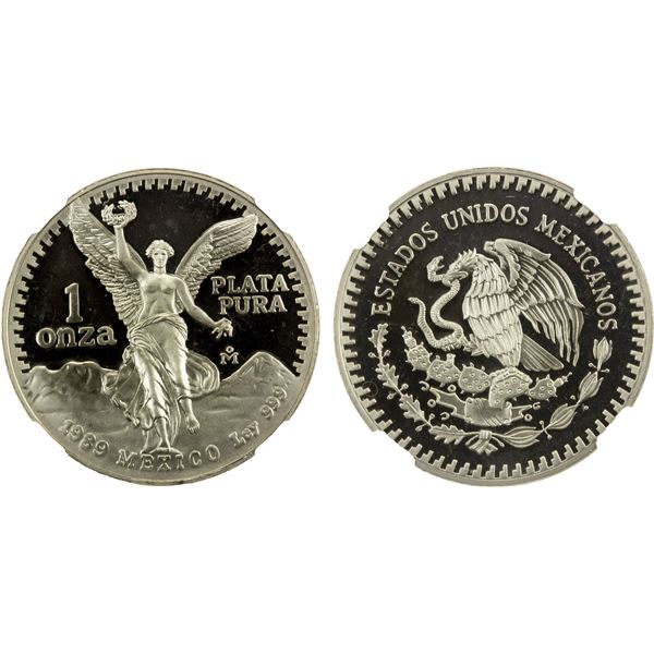 MEXICO: Estados Unidos, AR onza, 1989-Mo, NGC Proof 68 Ultra Cameo