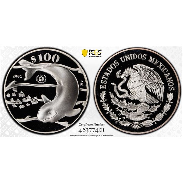 MEXICO: Estados Unidos, AR 100 pesos, 1992-Mo, PCGS Proof 69 DCAM
