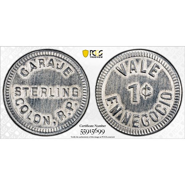 PANAMA: 1 centesimo token, ND, PCGS MS63