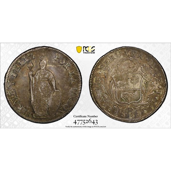 PERU: Republic, AR 8 reales, 1828-LIMAE, PCGS AU58