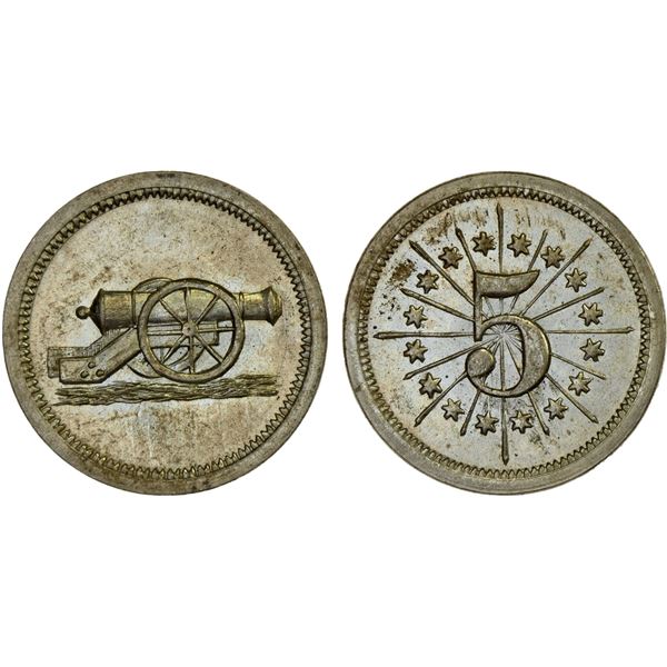 PUERTO RICO: Spanish Colony, token (2.49g), ND (ca. 1880?), Unc