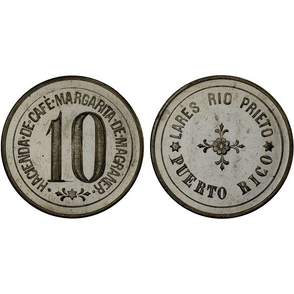 PUERTO RICO: 10 (almudes) token (5.05g), ND (ca. 1900?), Choice UNC