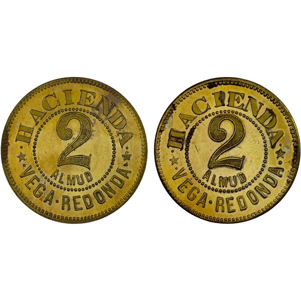 PUERTO RICO: 2 almud token (8.61g), ND (ca. 1920?), Choice UNC