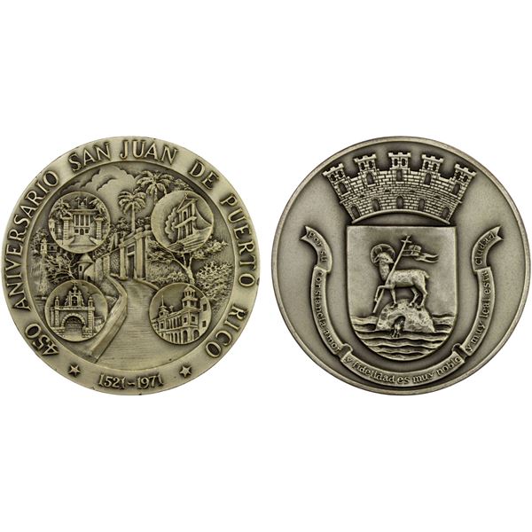 PUERTO RICO: AR medal (136.7g), 1971, Choice UNC