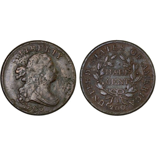 UNITED STATES: AE half cent, 1803, VF