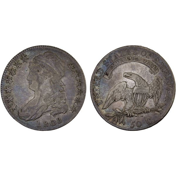 UNITED STATES: AR 50 cents, 1808, Fine