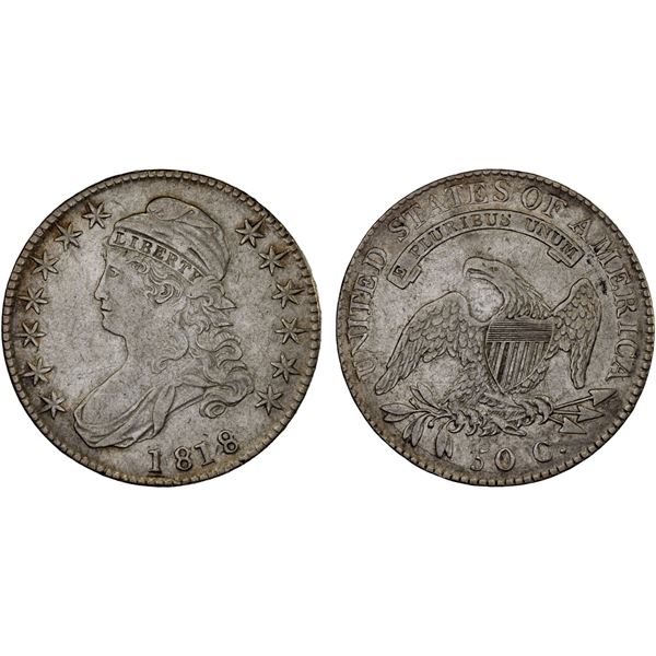 UNITED STATES: AR 50 cents, 1818, VF
