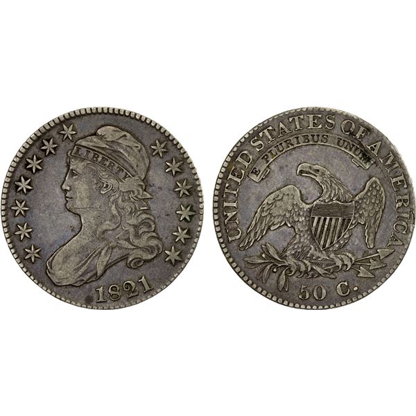 UNITED STATES: AV half dollar, 1821, VF