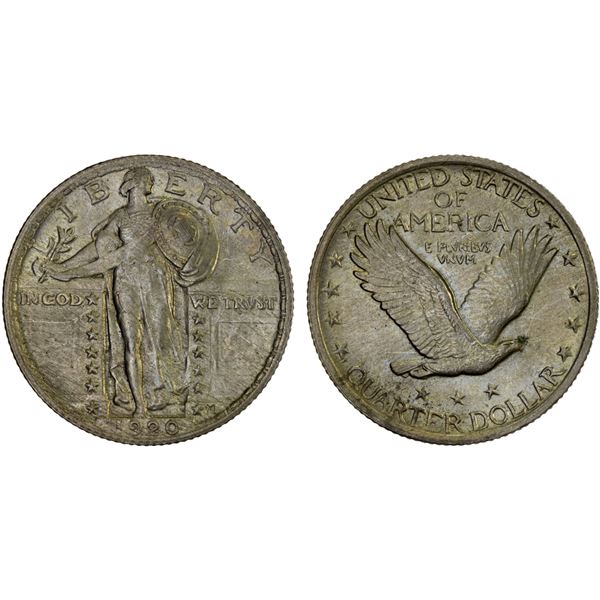 UNITED STATES:  AR 25 cents, 1920, AU