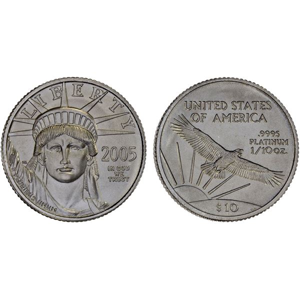 UNITED STATES: platinum 10 dollars, 2005, Gem Unc