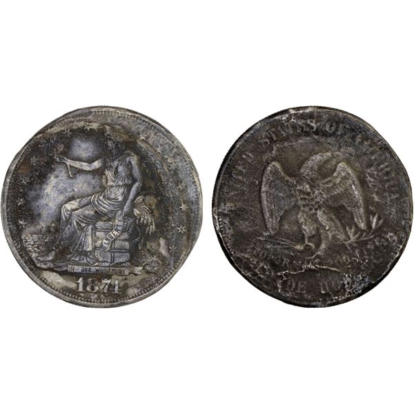 UNITED STATES: Shipwreck Coins, AR trade dollar, 1874, PCGS Fine