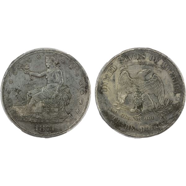 UNITED STATES: Shipwreck Coins, AR trade dollar, 1874-S, PCGS XF details