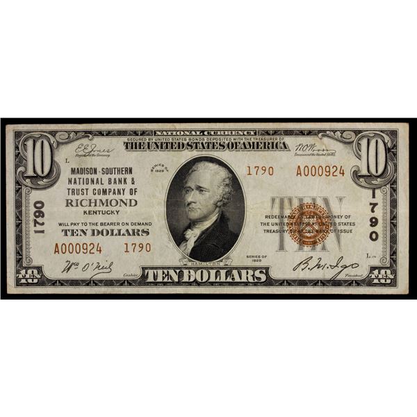 UNITED STATES: Banknotes, 10 dollars, 1929, F-VF