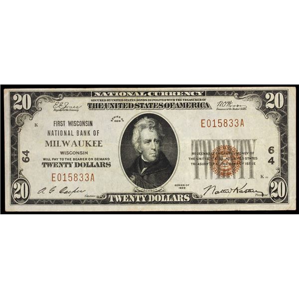 UNITED STATES: Banknotes, 20 dollars, 1929, VF