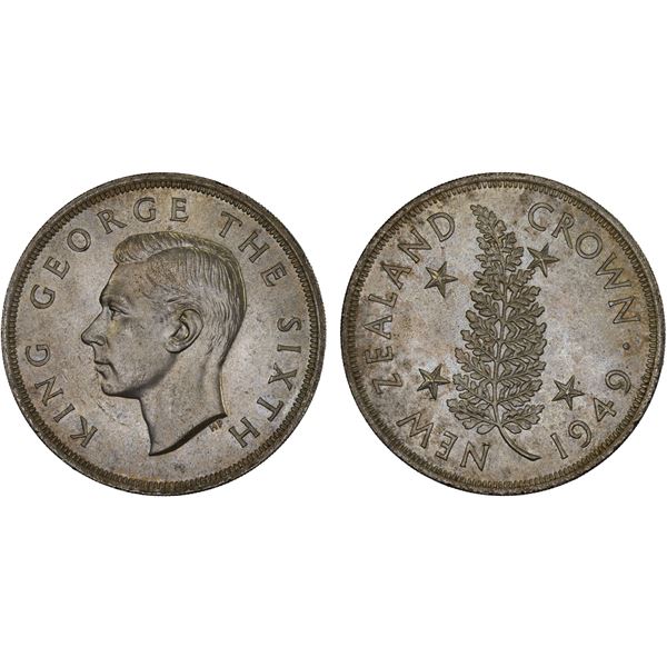 NEW ZEALAND: George VI, 1936-1952, AR crown, 1949, Unc