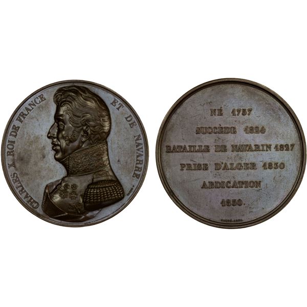 ALGERIA: Charles X, 1824-1830, AE medal (55.41g), 1830, Unc