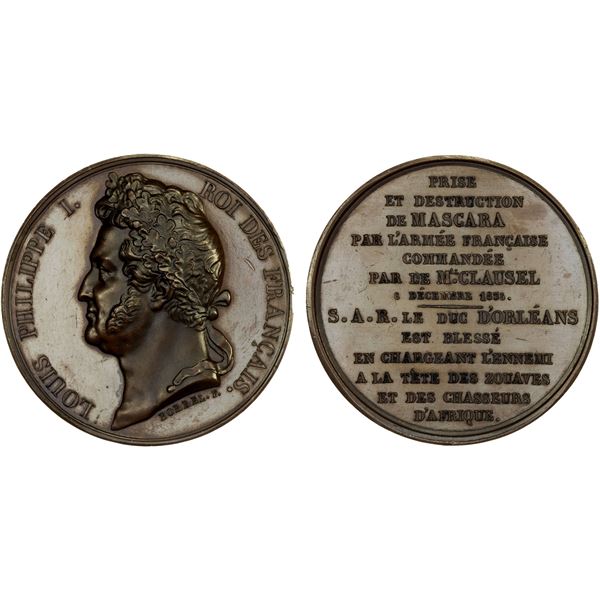 ALGERIA: Louis Philippe I, 1830-1848, AE medal (28.85g), 1835, Unc