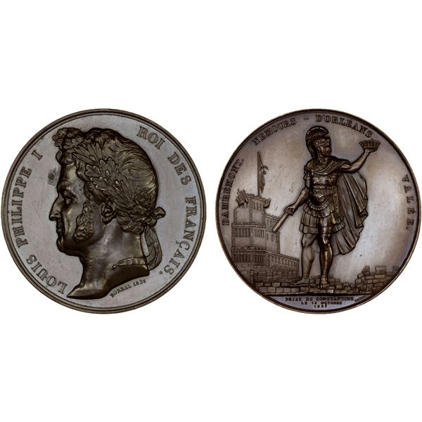 ALGERIA: Louis Philippe I, 1830-1848, AE medal (73.31g), 1837, Unc