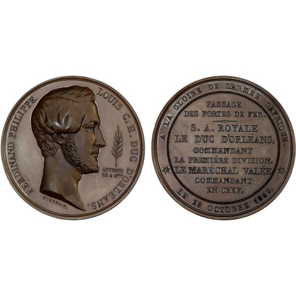 ALGERIA: Louis Philippe I, 1830-1848, AE medal (74.58g), 1839, Unc